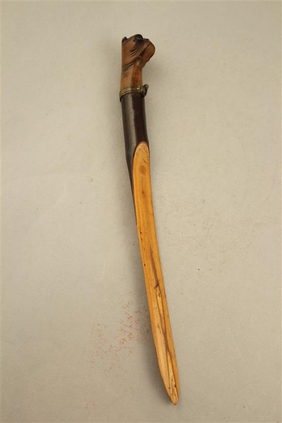 A late 19th / early 20th century treen paper knife, 12.5in.